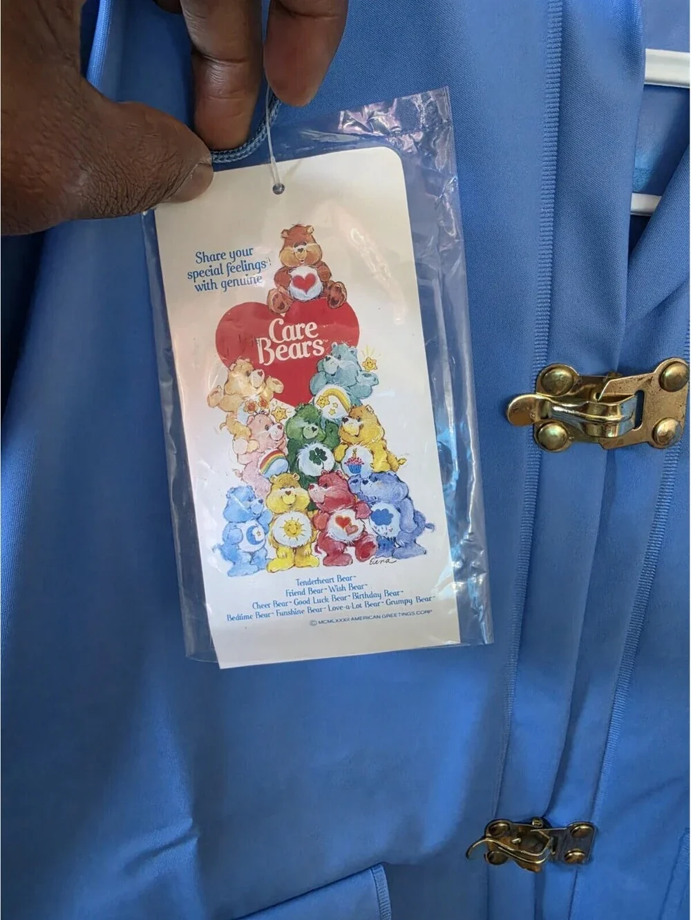 Vintage Care Bears Kids Blue Vinyl Raincoat 6X NWT Made in Taiwan Rare